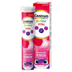 Centrum Vital Junior, 20 tabletek musujących, smak truskawkowy