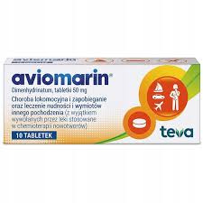 Aviomarin 50 mg, lek na chorobę lokomocyjną, 10 tabletek 